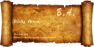 Bódy Anna névjegykártya