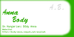 anna body business card